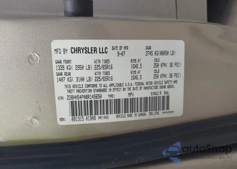 2008 Dodge Grand Caravan Sxt from USA, damaged, VIN 2D8HN54P08R145650